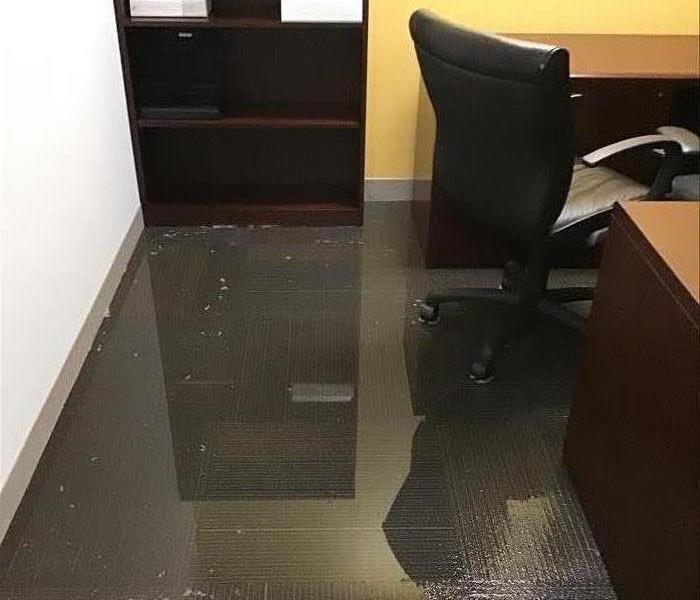 Standing water in office.